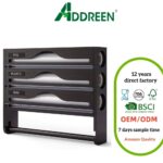 Bamboo 2-in-1 Kitchen Storage Box & Cling Film Cutter with Paper Holder Modern Minimalist 4-Layer Organizer Rack