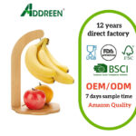 Bamboo Banana Holder Stand Non-Folding Standing Kitchen Rack Keep Fresh Sustainable Multifunctional 7.1x7.1x11.4 Inch Addreen