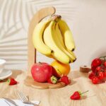 Bamboo Banana Holder Stand Non-Folding Standing Kitchen Rack Keep Fresh Sustainable Multifunctional 7.1x7.1x11.4 Inch Addreen - Image 2