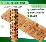 Bamboo Bath Mat 24x16 Inch Foldable Roll-Up | Grip Pads Slatted Floor Mat for Bathroom Tub Sauna Spa Outdoor Shower Camping-2 - Image 2