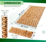 Bamboo Bath Mat 24x16 Inch Foldable Roll-Up | Grip Pads Slatted Floor Mat for Bathroom Tub Sauna Spa Outdoor Shower Camping-2