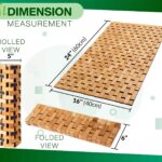 Bamboo Bath Mat 24x16 Inch Foldable Roll-Up | Grip Pads Slatted Floor Mat for Bathroom Tub Sauna Spa Outdoor Shower Camping-2