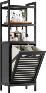 Bamboo Laundry Hamper Foldable Basket 3 Open Shelves Freestanding Modern Lightweight Clothes Storage Organizer - Image 2