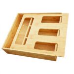 Bamboo Wall-Mounted 4-Slot Kitchen Drawer Organizer for Gallon Quart Sandwich & Snack Bags (1 Box)