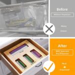 Bamboo Wall-Mounted 4-Slot Kitchen Drawer Organizer for Gallon Quart Sandwich & Snack Bags (1 Box) - Image 2