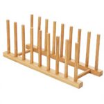 Foldable Bamboo Dish Drying Rack Portable Plate Bowl Organizer for Kitchen Cabinet Counter Storage