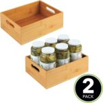 Large Bamboo Storage Bins Rectangular Organizer Boxes with Handles 12 X 9 X 4 Inches Set of 2 for Kitchen Tableware - Image 2