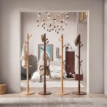 Solid Wooden Modern Coat Rack Freestanding Hall Tree with 8 Hooks 3 Height Options for Bedroom Tool-Free Assembly - Image 3