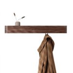 Toke Modern Wall-Mounted Coat Rack with Concealed Stainless Steel Hooks Solid Wood Veneer Easy Install Living Room Single Tier
