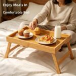 2 Pack Bamboo Bed Tray Table with Folding Legs-Breakfast Serving Food Snack Laptop Working Trays (Natural Made China) - Image 3