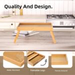 2 Pack Bamboo Bed Tray Table with Folding Legs-Breakfast Serving Food Snack Laptop Working Trays (Natural Made China) - Image 2