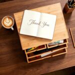 Addreen 100 Percent Natural Bamboo Desk Organizer 4 Drawers 3 Layer Fully Assembled Rectangular 10.6x13.8x7.2 Inches for Home