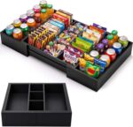 Addreen Expandable Bamboo Rectangular Snack Organizer With Removable Dividers Kitchen Countertop Pantry Storage Tray - Image 2