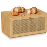 Addreen Natural Bamboo Farmhouse Rustic Large Capacity Bread Storage Container For Kitchen Counter Baked Food Keeper Bin