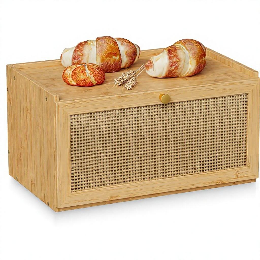Addreen Natural Bamboo Farmhouse Rustic Large Capacity Bread Storage Container For Kitchen Counter Baked Food Keeper Bin01 Addreen Natural Bamboo Farmhouse Rustic Large Capacity Bread Storage Container For Kitchen Counter Baked Food Keeper Bin - Image 1