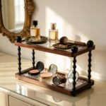 Addreen Retro Wooden 2 Tier Storage Rack Counter Organizer Double Shelf Holder - Image 2