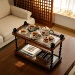 Addreen Retro Wooden 2 Tier Storage Rack Counter Organizer Double Shelf Holder - Image 3