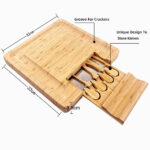 Addreen Wholesale Durable Bamboo Charcuterie Cheese Cutting Board Graters Containers Square Shape Tool Knife Set for Kitchen - Image 2