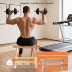 Bamboo Shower Stool & Ottoman Storage Shelf Ergonomic Curved Design Non-Slip Rubber Feet Stable Holds 300lbs | Home Furniture - Image 3