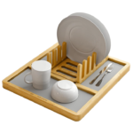 Bamboo Stylish Stone Dish Drying Mat Super Absorbent Diatomaceous Earth Detachable Design Fast Drying Dish Rack for Dishes/Cups