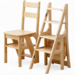 Bamboo Wooden Folding Ladder Stool Convertible Kids Step Chair Ottoman Multifunctional Footrest Modern Design Simple Modern