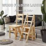 Bamboo Wooden Folding Ladder Stool Convertible Kids Step Chair Ottoman Multifunctional Footrest Modern Design Simple Modern - Image 2