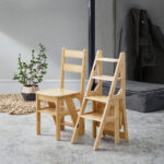 Bamboo Wooden Folding Ladder Stool Convertible Kids Step Chair Ottoman Multifunctional Footrest Modern Design Simple Modern - Image 3