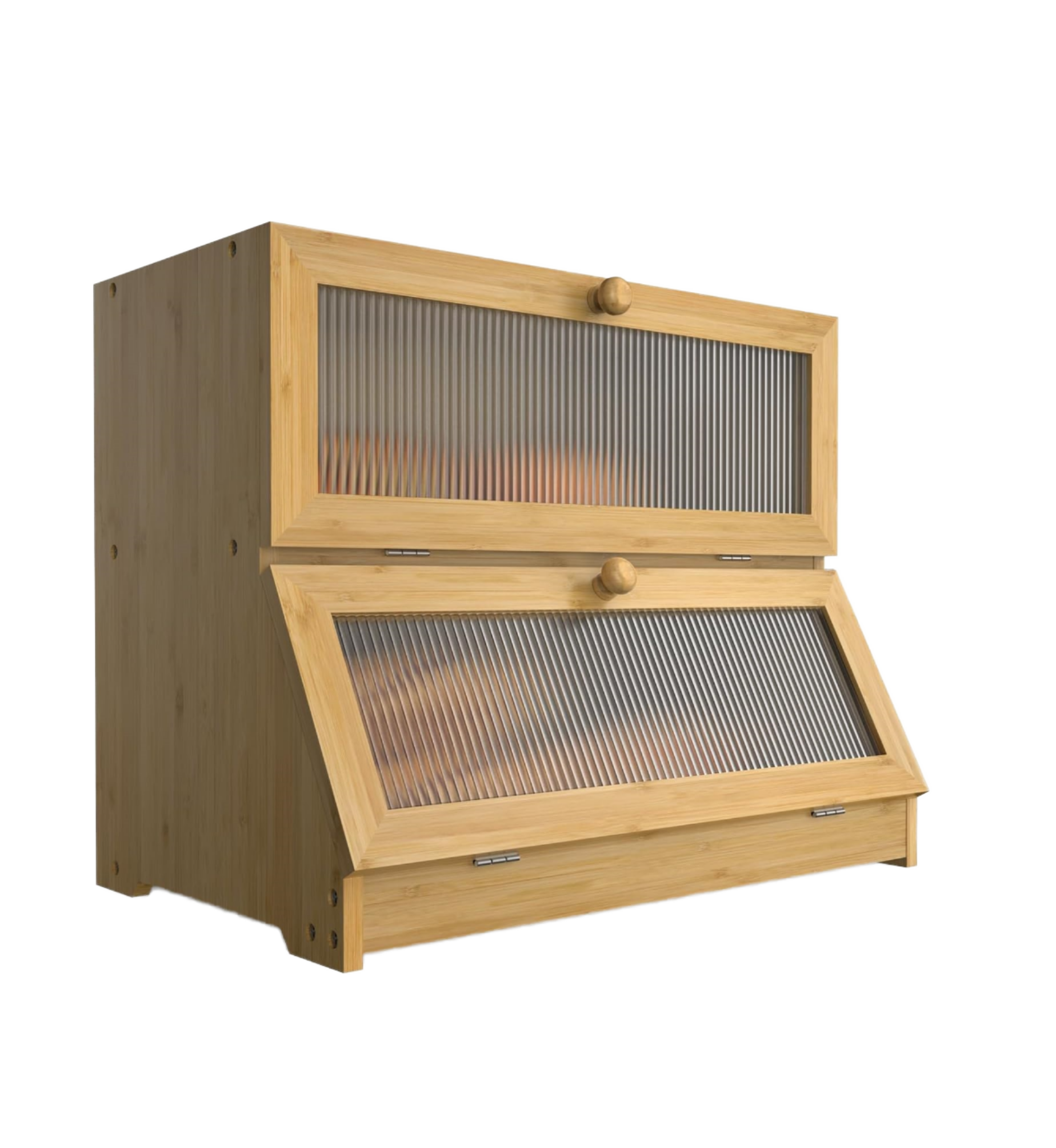 Double Layer Carved Bamboo Eco Friendly Bread Box Rectangle Storage Container with Window for Kitchen Counter01 Double Layer Carved Bamboo Eco Friendly Bread Box Rectangle Storage Container with Window for Kitchen Counter - Image 1