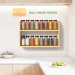 Double Tier Bamboo Spice Rack Counter or Wall Mounted Natural Wood Kitchen Organizer Shelf 5.1D x 15.75W x 10.6H - Image 2
