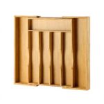 Expandable Bamboo Kitchen Drawer Organizer Cutlery Utensils Adjustable Wood Cutlery Tray Dishwasher Safe Flatware