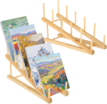 Rainmae Modern 2 Pack Small Folding Lightweight Bamboo Art Drying Storage Rack 5-Layer Bookshelf Kids Painting Canvas Display