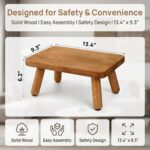 Solid Wood Step Stool Portable Non-Slip Mat Sturdy Home Footstool for Bathroom Kitchen Bedside - Image 2