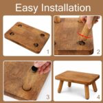 Solid Wood Step Stool Portable Non-Slip Mat Sturdy Home Footstool for Bathroom Kitchen Bedside - Image 3